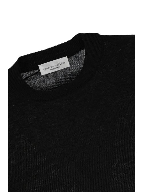 T-shirt in maglia di lino Nero ROBERTO COLLINA | 261MYA2022109